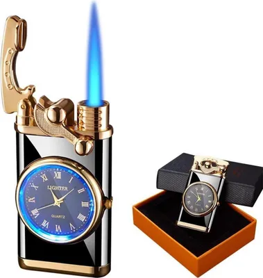Produktbild von AVCXEC Jet Feuerzeug mit Uhr, Winddicht, Tragbar, Zigarettenfeuerzeug, Schwarz