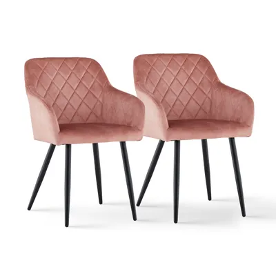 Produktbild von CLIPOP Esszimmerstuhl,2er Set Küchenstuhl aus Samt, Polsterstuhl Sessel mit Rückenlehne,Hellrosa