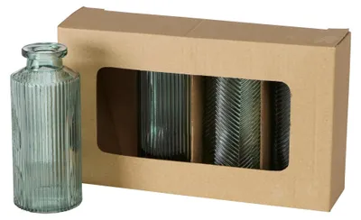 Produktbild von Vase Panja 4-teilig Grün 6x6x13,8 cm aus lackiertem Glas Blumengefäß 2005929