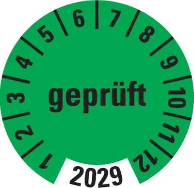 Produktbild von Dreifke® Prüfplakette  2029, grün, Dokumentenfolie, selbstklebend, Ø 3...