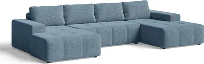 Produktbild von Ecksofa in U Form - Mit Schlaffunktion und Bettkasten - 336x76x155 cm - Blau - Polstermöbel - Couchgarnitur - Schlafsofa - ORION