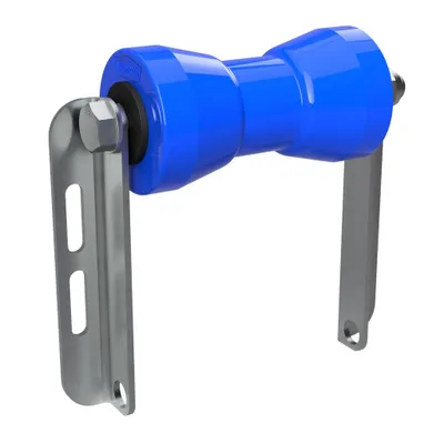 Zdjęcie produktu dla Poliuretanowa rolka stępki z uchwytem C roll pomoc do wodowania przyczepy z łodzią ocynkowany SUPROD, 160 mm, niebieski