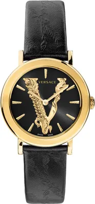 Produktbild von Versace VEHC00119 Virtus gold schwarz Leder Armband Uhr Damen NEU