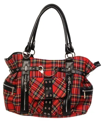 Produktbild von Banned - karierte Handtasche / Schultertasche Tartan Rot