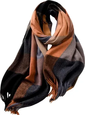 Produktbild von Schal Damen Winter Kariert Winterschal Weicher Warmer Damenschal Mit Quasten