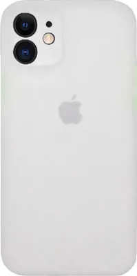 A white iPhone case with the Apple logo visible.