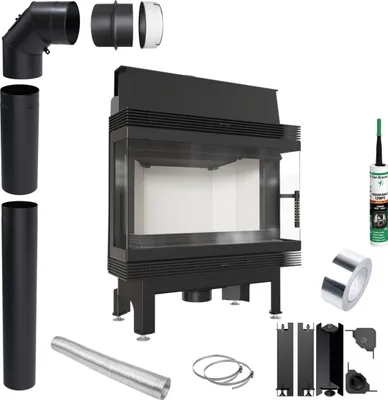 Produktbild von Kamineinsatz KRATKI BLANKA Drei Gläser 11 kW Ø180 Montagesatz
