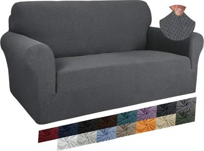 Productafbeelding van Famanu Jacquard-stofbezetting voor bank, antislip, donkergrijs - geschikt voor een 2-persoonsbank