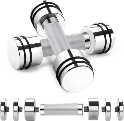 Image de Ensemble de deux haltères réglables avec disques de poids pour l'entraînement de musculation à domicile