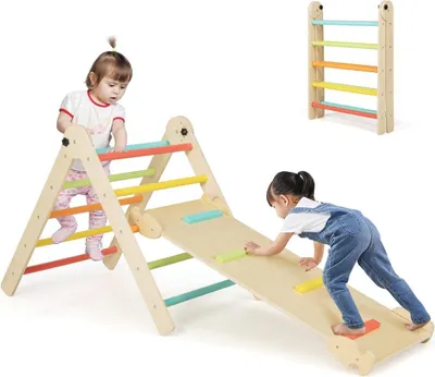 Immagine prodotto di Set triangolare da arrampicata triangolare 3 in 1 pieghevole e regolabile in altezza per bambini colorati