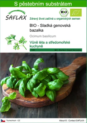 Obrázek produktu pro SAFLAX - BIO - Sladká genovská bazalka - Ocimum basilicum - 800 Semena - S pěstebním substrátem bez klíčků