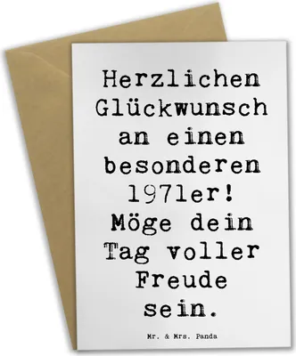 Produktbild von Mr. & Mrs. Panda Grußkarte Spruch 1971 Geburtstag - Weiß - Geschenk, persönliche Geschenke, Happy Birthday, handgefertigt, besondere Person, Alter, hochzeitskarten, Grüße