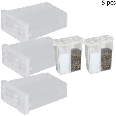 Produktbild von 5 Stück - Transparenz Mini tragbarer Kräuterpulverstreuer - tragbar und füllbarer Kräuterpulverstreuer - für Camping, Reisen und Außenkochen - transparent - 4,5×1,6×5,3cm