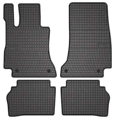 Image de Tapis de sol en caoutchouc pour Mercedes E W213 2015-2023 (berline/break/liftback/coupé) – 4 pièces, noirs, sur mesure