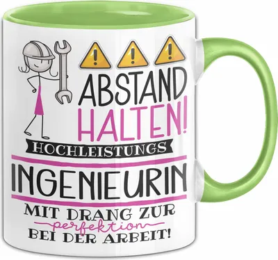 Produktbild von Ingenieurin Tasse Geschenk Lustig Abstand Halten Hochleistungs-Ingenieurin Mit Drang Zur Perfektion Bei Der Arbeit (Grün)