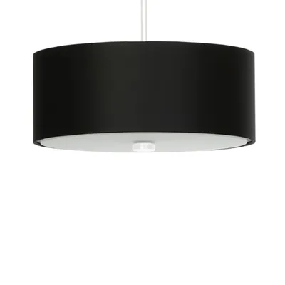 Immagine prodotto di Lampada a sospensione, nero, bianco, tessuto, vetro, acciaio, H 110 cm