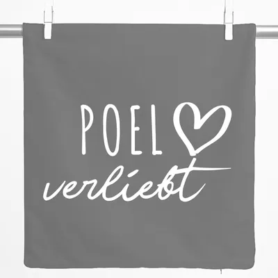 Produktbild von Huuraa Kissenbezug Poel verliebt 40x40cm Steel Grey Baumwolle Dekokissenbezug Geschenkidee