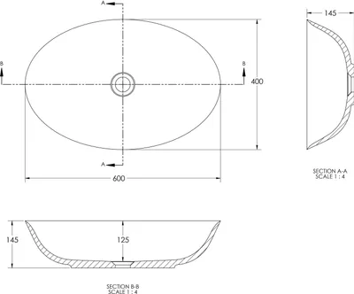 Produktbild von Aufsatzwaschbecken NT8531 - Mineralguss matt - Oval - 60 x 40 x 12,5 cm, Farbe:Weiß matt, Ablaufgarnitur wählbar:Ohne Ablaufgarnitur, Zusätzl. Blende für Ablaufgarnitur:ohne zusätzl. Blende