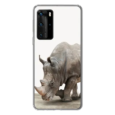 Produktbild von MuchoWow® Handyhülle Schutzhülle Hülle für Huawei P40 Pro Nashorn - Jungen - Wildtiere - Kinder - Mädchen - Tiere Silikon Softcase Handy Hülle - Schutz