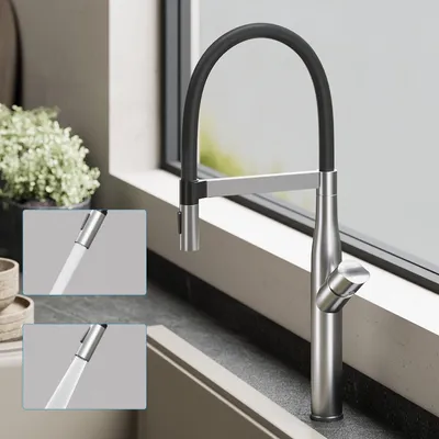 Produktbild von doporro Wasserhahn Küche Hochdruck, Einhebel-Mischbatterie, Spültischarmatur 360°Schwenkbar Küchenarmatur aus Edelstahl Gebürstet silber Turnix-01