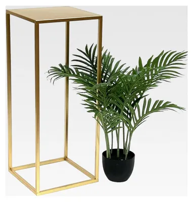 Produktbild von Blumenhocker aus Metall in Gold, eckig, als Blumenständer oder Beistelltisch (70 cm)
