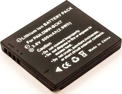 Produktbild von Akku für Panasonic LUMIX DMC-FS14 Li-Ion 3,7 Volt 600 mAh schwarz.