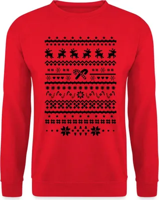 Produktbild von Spreadshirt Ugly Christmas Sweater Retro Lustig Weihnachten Uni Pullover, S, Rot