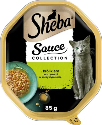 Produktbild von Sheba Sauce Collection - Nasses Alleinfutter in Sauce für ausgewachsene Katzen mit Kaninchen und Gemüse, Schale 22 x 85g
