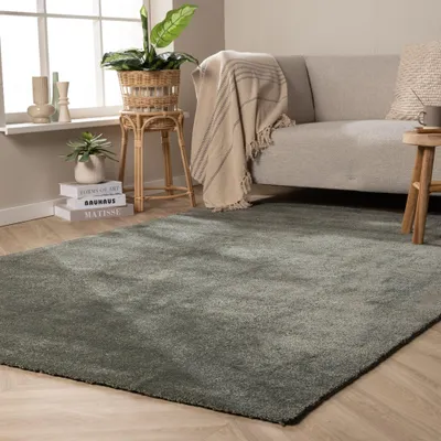 Produktbild von Waschbarer Teppich - Clean Grün - 160x230 cm - Ländlich, Modern, Skandinavisch - Wohnzimmer, Esszimmer, Schlafzimmer - NATURL.