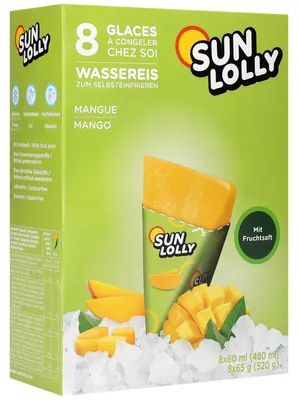 Immagine prodotto di Sun Lolly acqua ghiacciata per autocongelamento al gusto di mango 8 pezzi