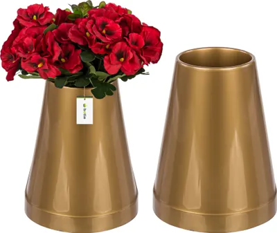 Obrázek produktu pro 2 x Váza Flacon Zlatý hřbitovní kužel 25x20 cm složení pro plastový hrob