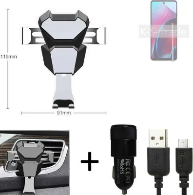 Produktbild von K-S-Trade KFZ Halterung kompatibel mit Motorola Moto G Stylus (2022) Halterung Lüftungshalterung Lüftungsschlitz schwarz-silber Autohalterung Handy