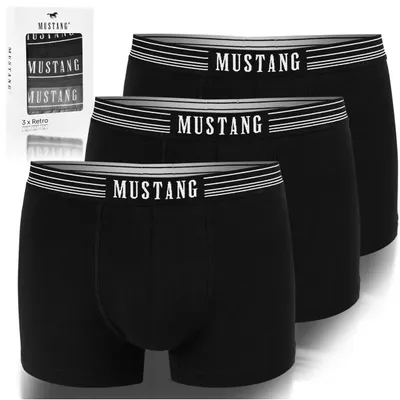 Immagine prodotto di MUSTANG Intimo Uomo 3 Pezzi Boxer in Cotone Neri con Logo Taglia L