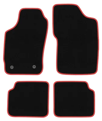 Produktbild von Fußmatten Automatten Velours Schwarz/Rot für Peugeot 309 1985-1993 Set 4-tlg