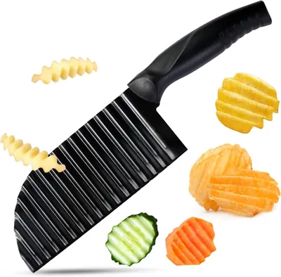 Produktbild von Kartoffelschneider, Wellenschneider, Edelstahl, Ergonomisch, Für Gemüse, Obst, Kartoffeln