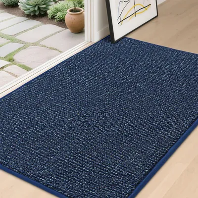 Image de Tapis de sol antidérapant, lavable, dimensions 80 x 120 cm, couleur bleue