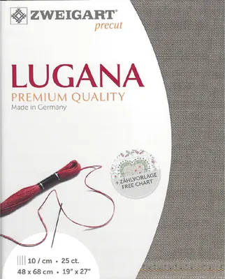 Produktbild von Zählstoff LUGANA Zweigart Precut 25 ct. 3835 Farbe 7025 granitgrau, Handarbeitsstoff für Stickerei 48x68 cm