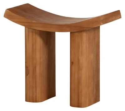Image de Tabouret japonais en bois de paulownia, style naturel