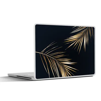 Produktbild von MuchoWow® Laptop Aufkleber Sticker Cover Blätter - Pflanzen - Gold - Schwarz - Luxus 25x18 cm - Laptop-Deko