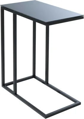 Produktbild von Beistelltisch - Schwarz - Metallgestell - Glas - 46 x 26 cm