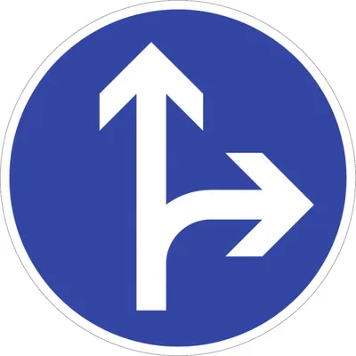 Produktbild von Verkehrsschild VZ214, Vorgeschriebene Fahrtrichtung geradeaus oder rechts, Al...