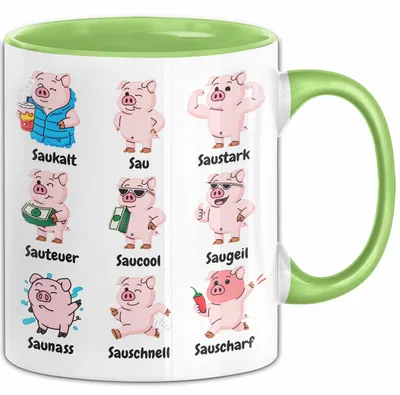Produktbild von Schweinebauer Schweine Tier Tasse Geschenk Lustige Geschenkidee Spruch Arten Von Schweinen (Grün)
