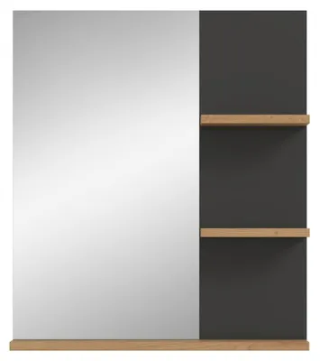 Productafbeelding van CALICOSY - Spiegel met 3 planken in eiken- en grijslook B63 cm - ENO