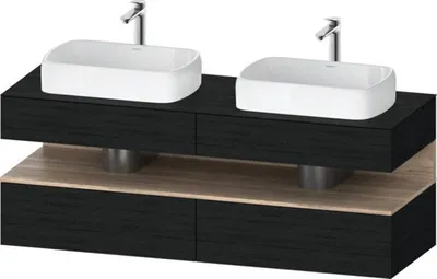 Produktbild von Duravit Qatego Konsolenwaschtischunterbau, 2 Auszüge, 2 Schubkästen, 2 Ausschnitte, 1600x550x600mm, Nische Eiche Mamoriert, QA4779055160010