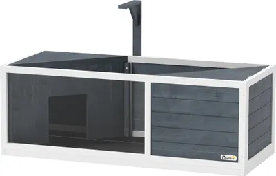 Produktbild von Schildkrötenhaus mit leicht zu öffnender Oberseite, Lampenvorrichtung, transparenter Front, 120 x 50 x 40 cm, Grau