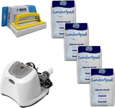 Produktbild von Intex - Salzwassersystem 26668GS & Poolsalz 80 kg & WAYS Scheuerbürste