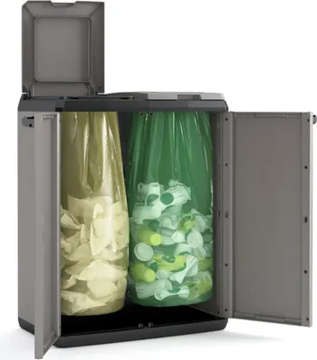 Produktbild von Recyclingkast 68x39x85cm grau/schwarz 2-fach manuell