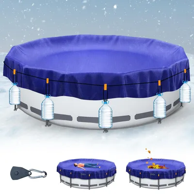 Image de Couverture de piscine ronde, 366 cm, bâche de piscine 2-en-1, résistante aux UV, pour l'été et l'hiver