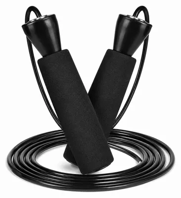 Produktbild von Springseil 280 cm Fitness Seilspringen für Erwachsene – Speed Rope für Cardio, Ausdauertraining, Boxtraining, Crossfit, Fettverbrennung, Workout, Home Gym, Schwarz