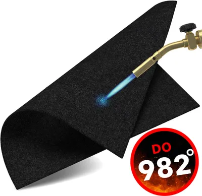Produktbild von Feuerfeste Unterlage 40x32 cm - Hitzeschutzmatte hitzebeständig bis 982 °C - Brandschutzmatte als ideale Feuerschutzmatte - schwarz